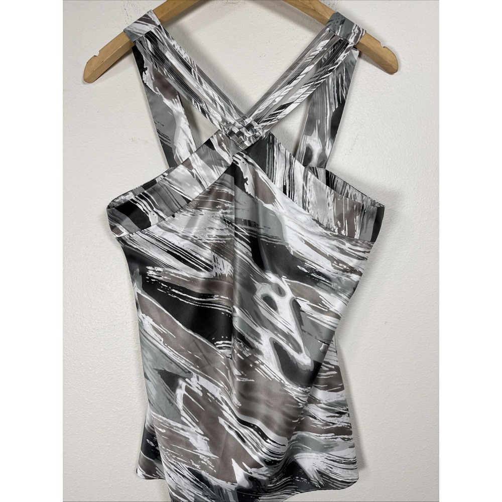 Banana Republic Halter Tank Watercolor Black‎ Gray White Brown Top Size Small